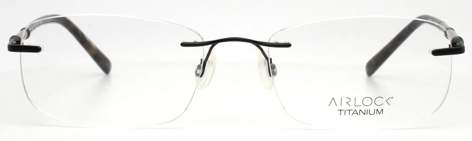 AIRLOCK Honor 200 001 Black Mens Rectangle Rimless Eyeglasses 53-18-140 B:33 2