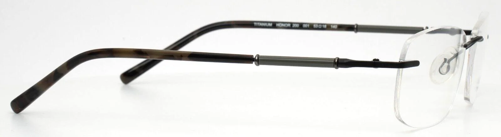 AIRLOCK Honor 200 001 Black Mens Rectangle Rimless Eyeglasses 53-18-140 B:33 4