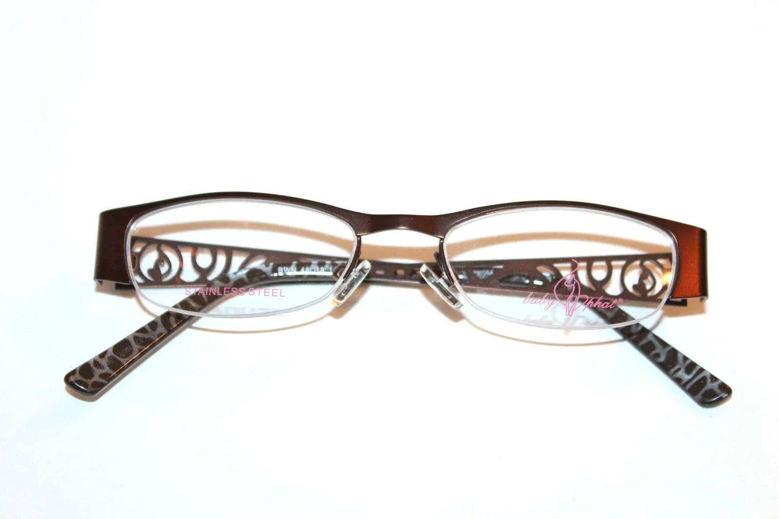 BRAND NEW BABY PHAT BP 245 BWN BROWN SEMI RIMLESS EYEGLASSES RX FRAMES 48-18-140 2
