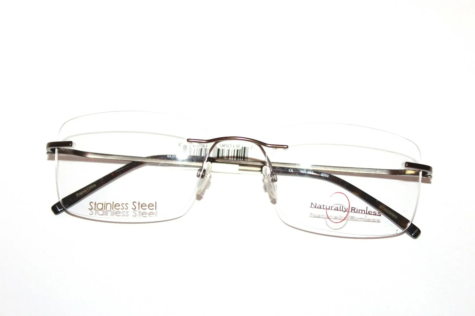 BRAND NEW NATURALLY RIMLESS NR366 BRN BROWN EYEGLASSES RX FRAMES 54-19-140 MM