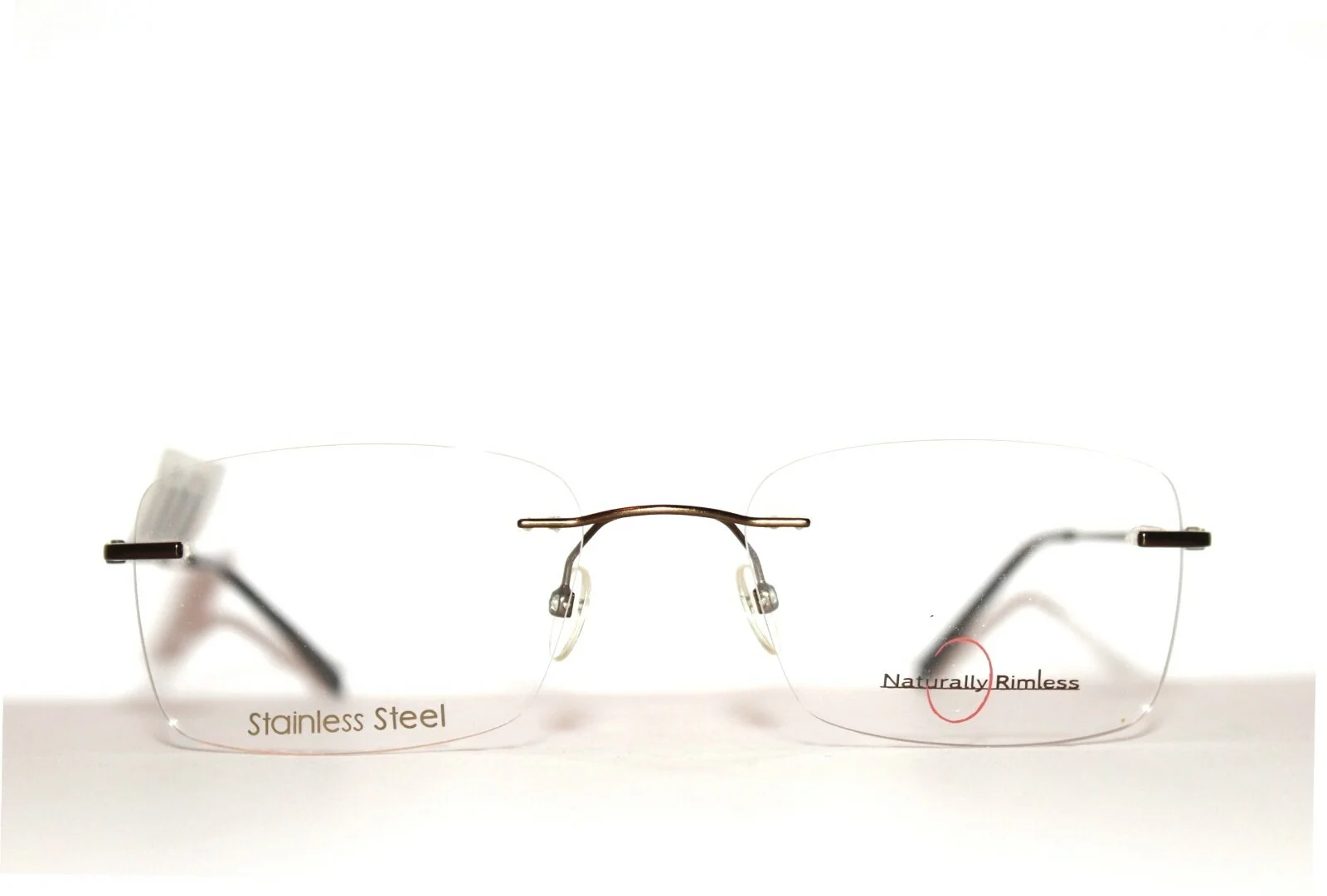 BRAND NEW NATURALLY RIMLESS NR366 BRN BROWN EYEGLASSES RX FRAMES 54-19-140 MM 3