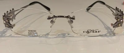 Caviar Rimless Eyeglasses 1673 C 82 Silver Crystals Frame New 59mm Italy 2