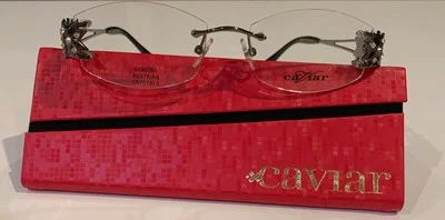 Caviar Rimless Eyeglasses 1673 C 82 Silver Crystals Frame New 59mm Italy 4