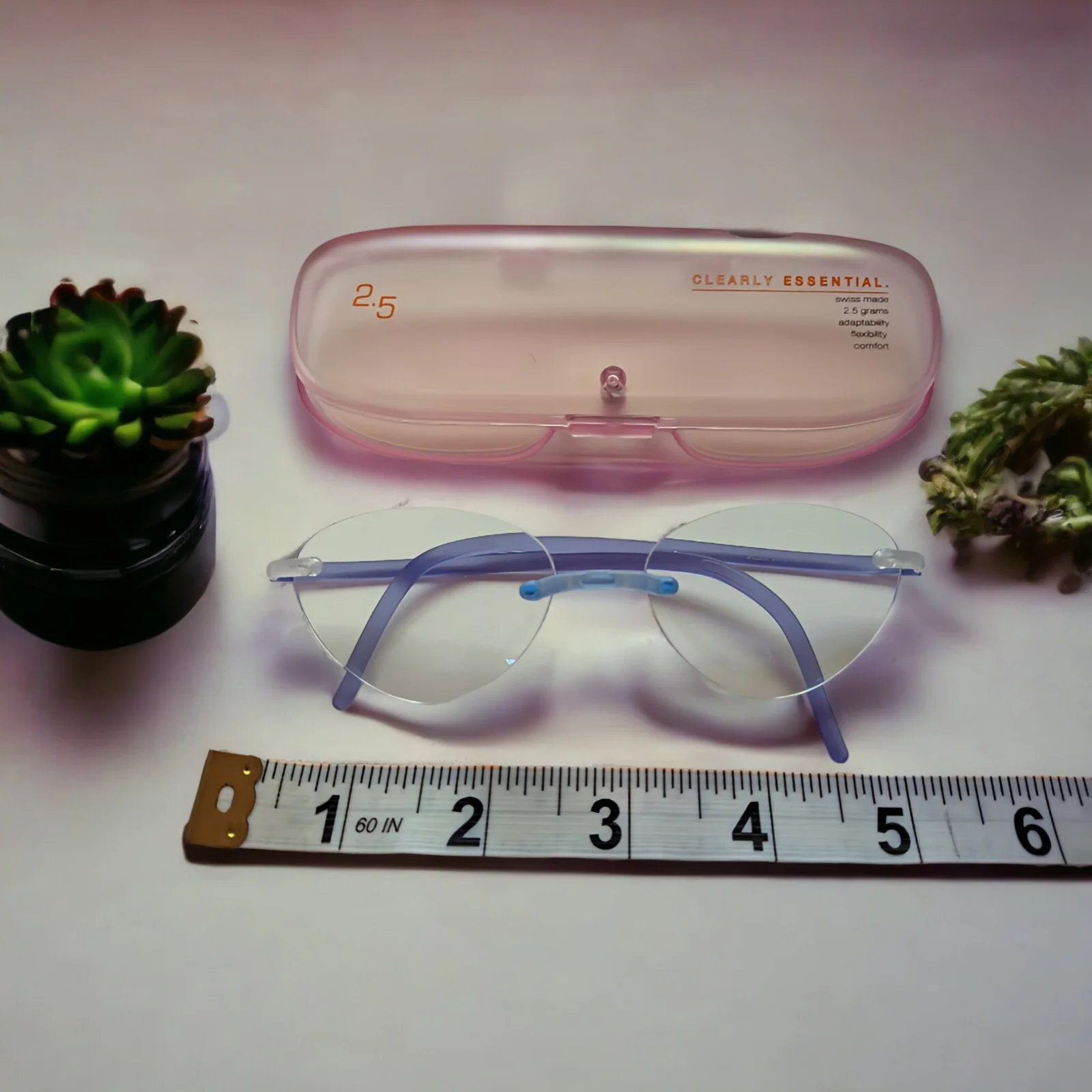EUC Swissflex 2.5 Rimless Eyeglasses Light Blue w/ 2.5 Case 4
