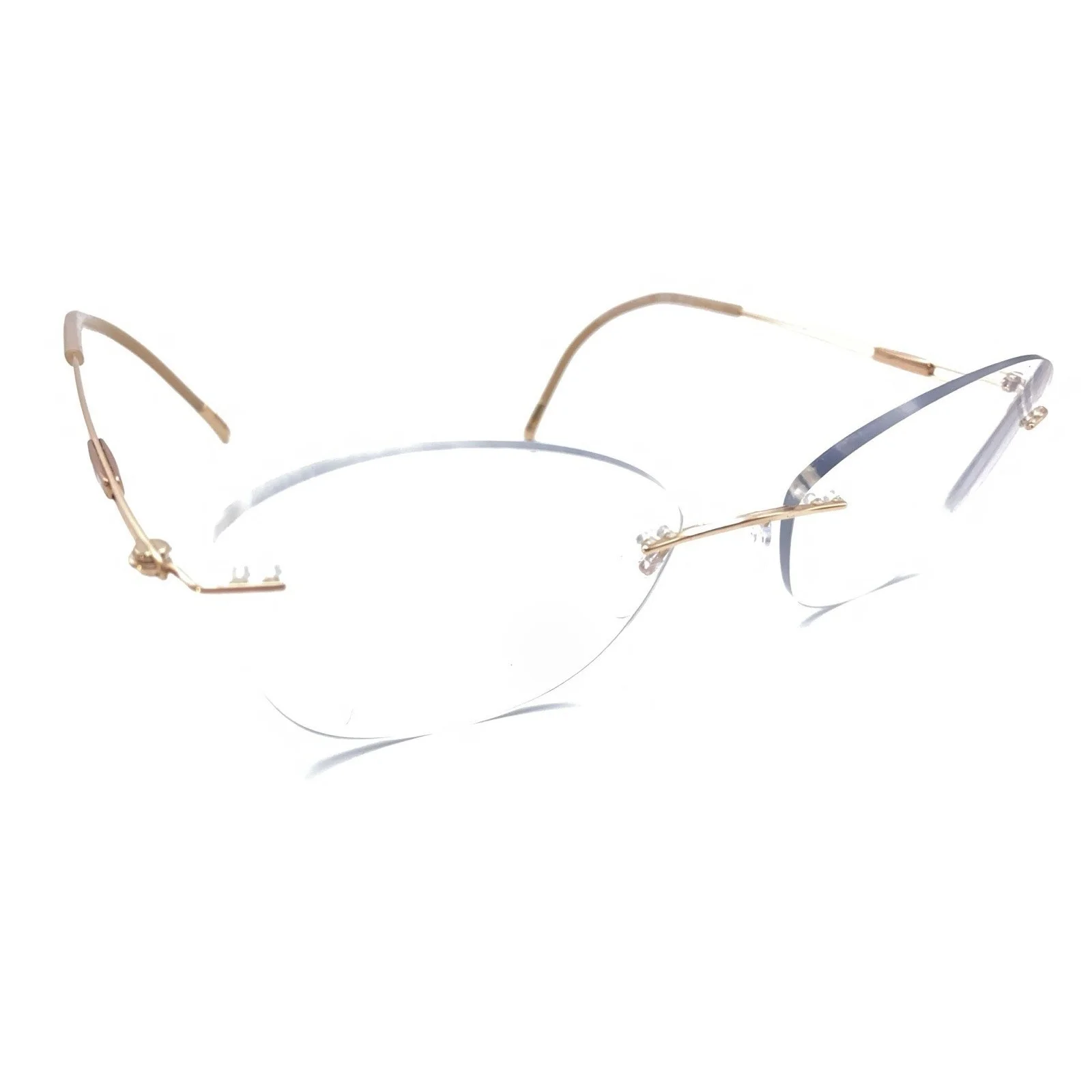 GEM76C Gold Rimless Eyeglass Frames w/ Swarovski Crystal 51-16-140 4