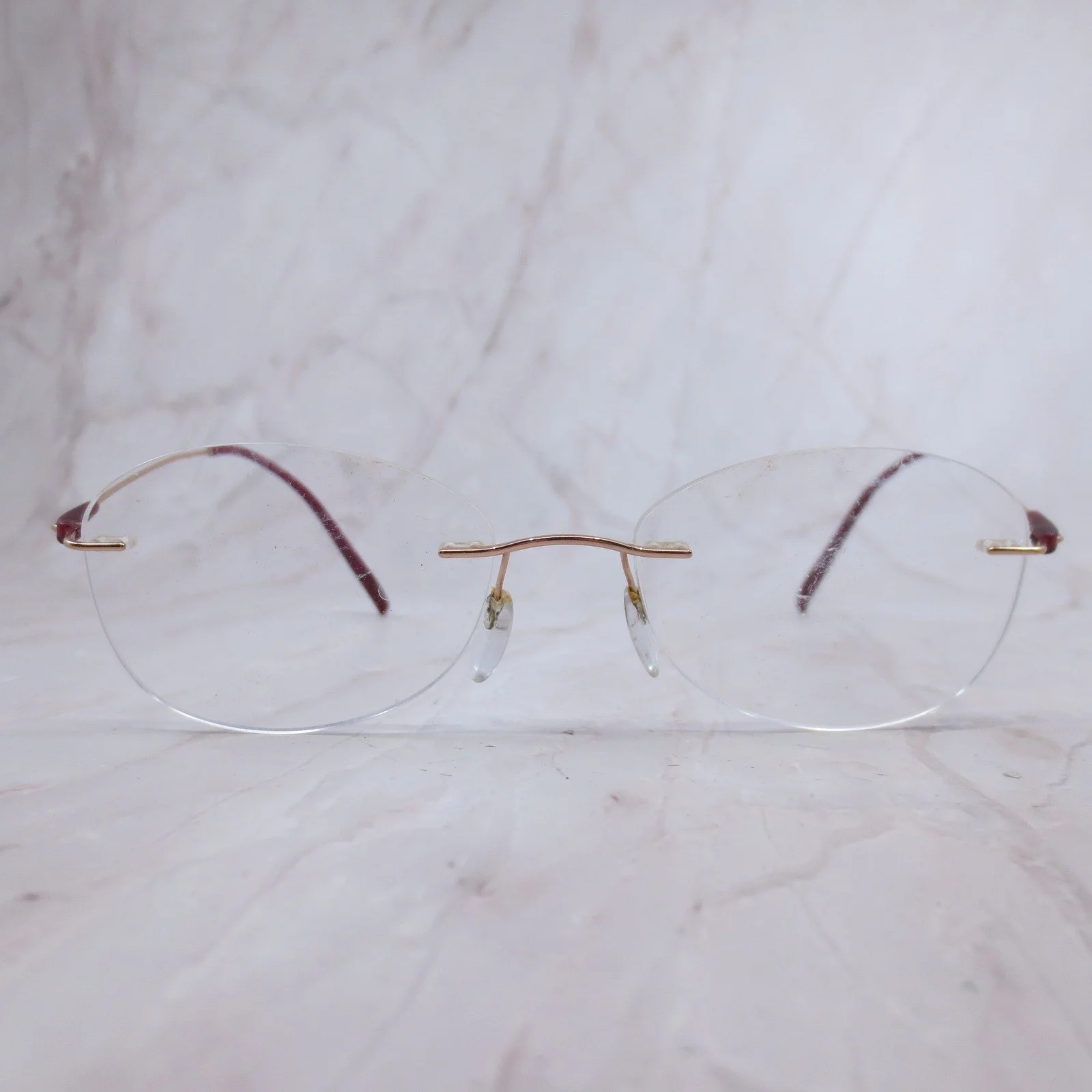 Geometric Gold Marbled Green Rimless Eyeglass Frames Unisex Adults Eyeglasses 3