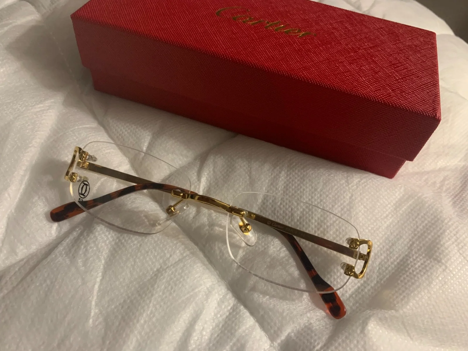 Geometric Gold Marbled Green Rimless Eyeglass Frames Unisex Adults Eyeglasses 4