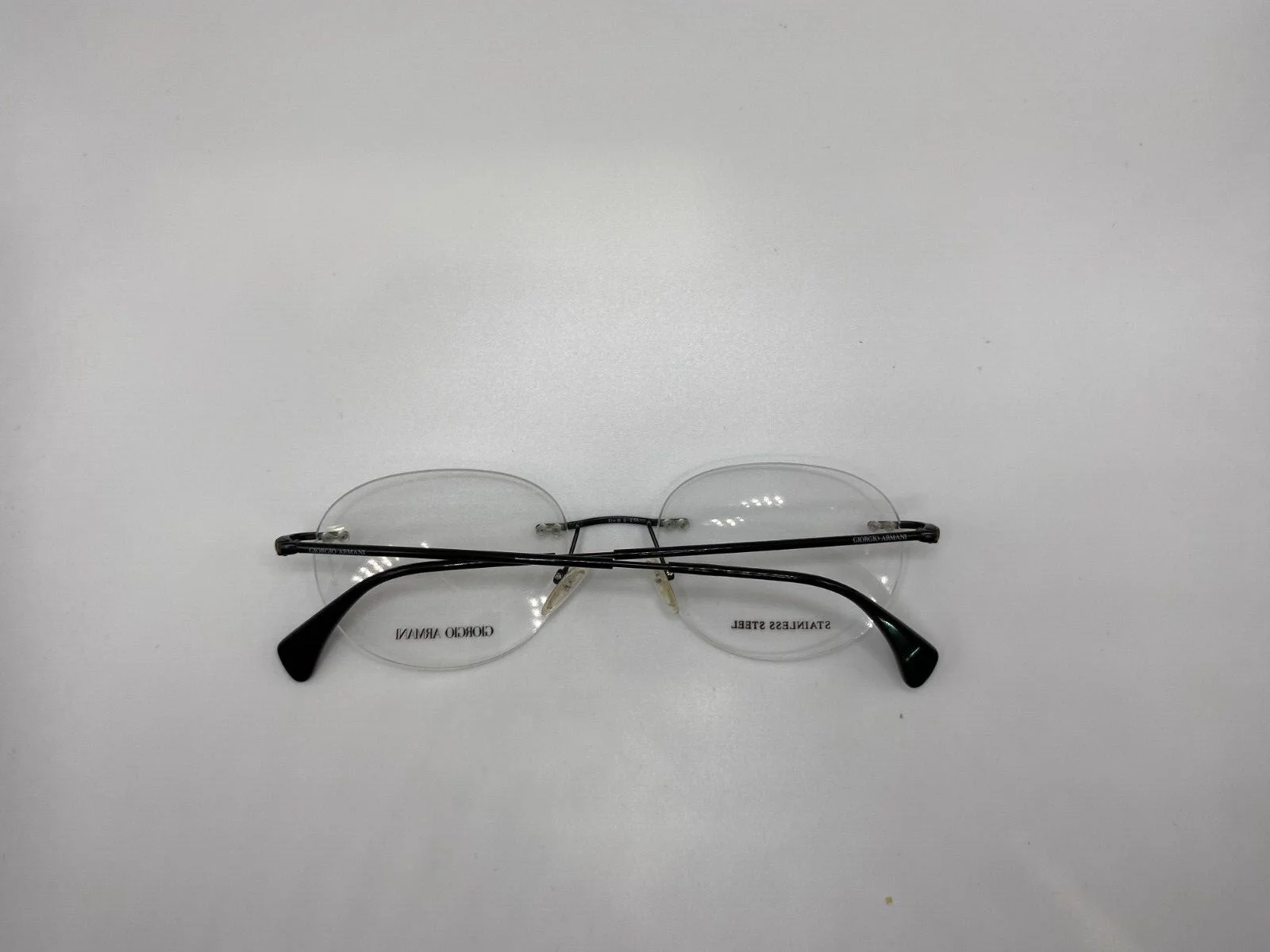 GIORGIO ARMANI GA800 PDE BLACK EYEGLASSES ROUND METAL RIMLESS FRAME 51-19-140 2