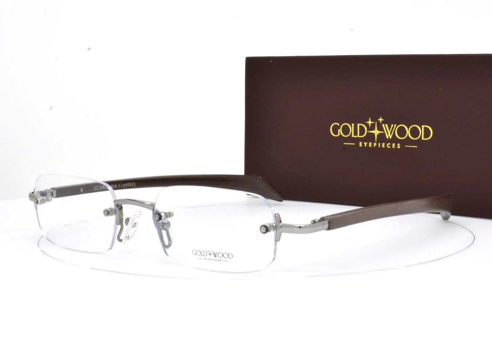 GOLD AND WOOD Rimless Eyeglasses Natural Wood RO 05 09 ST12 Brand New 51-18