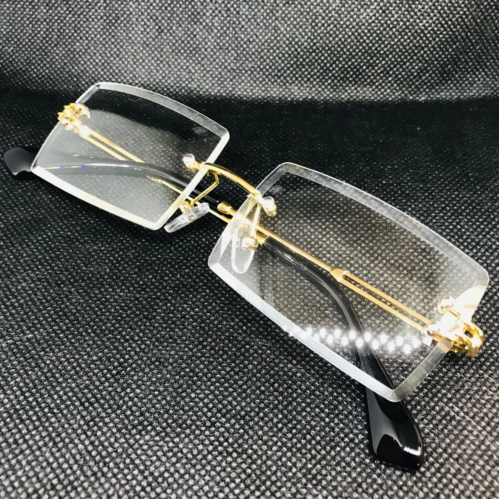 Gold Titanium glasses Men Rimless titanium eyeglasses Gold Rectangular glasses 4