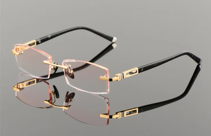 Luxury Pure Titanium Men Eyeglass Frames Rimless Glasses Eyeglasses 55-17-140