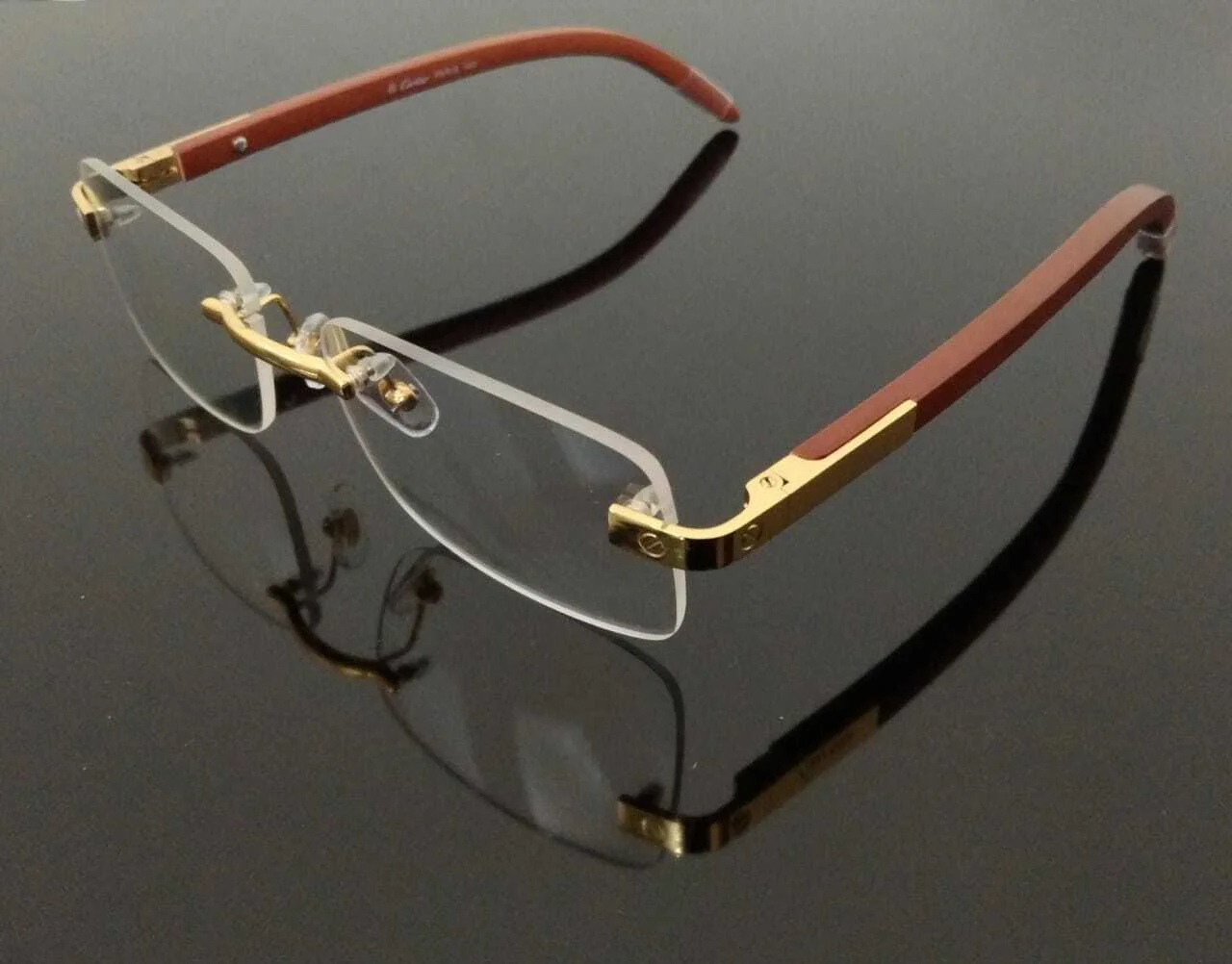 MEN Gold glasses frame Rimless titanium eyeglasses Gold Rectangular glasses 3