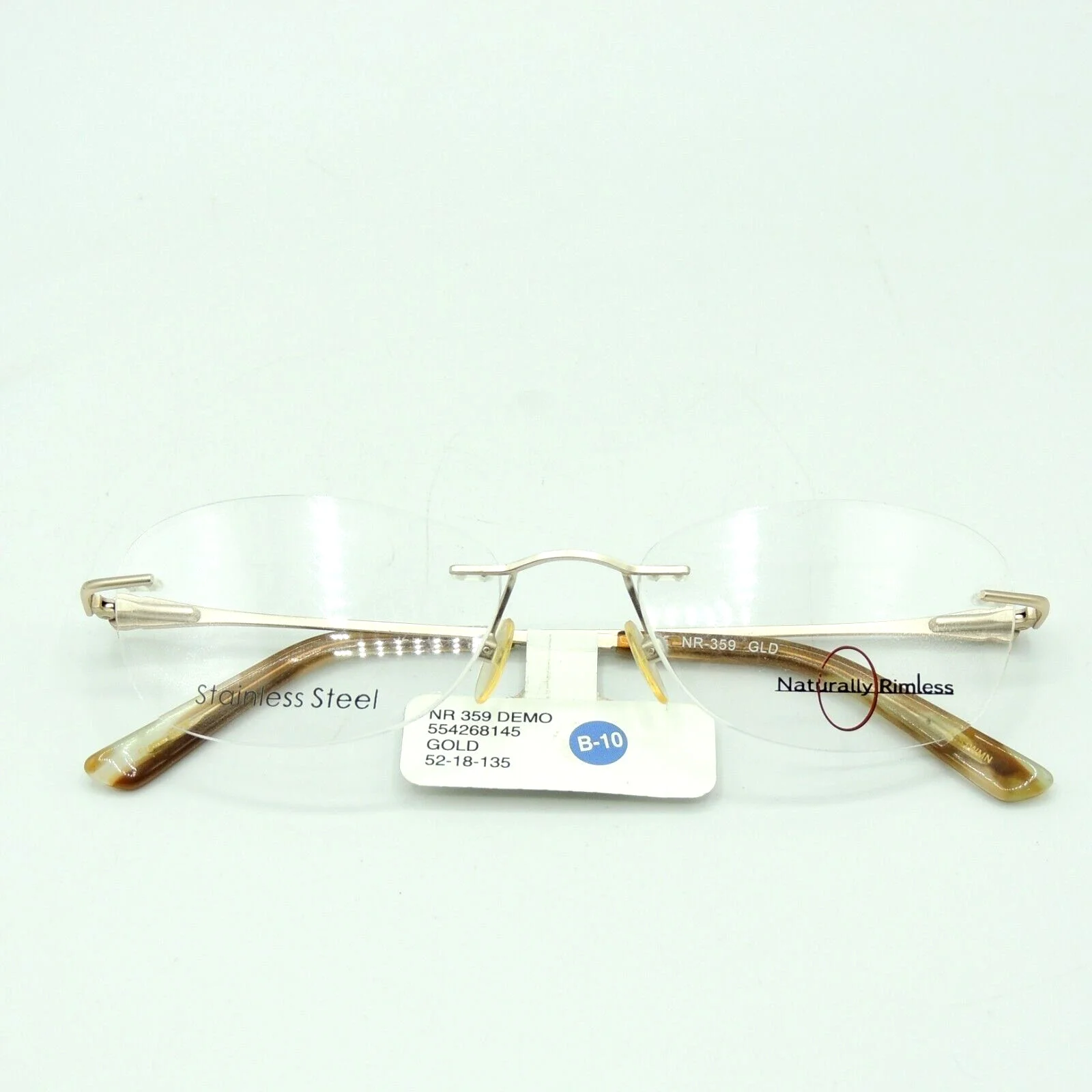 Naturally Rimless NR 359 Gold Eyeglass Frame 52 18 135 2