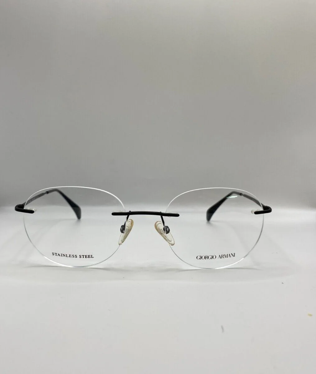 NATURALLY RIMLESS NR-372 BRWN Brown Unisex Round Rimless Eyeglasses 50-17-135 3