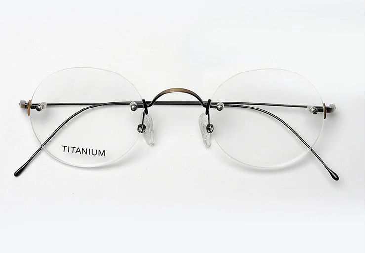 NATURALLY RIMLESS NR-372 BRWN Brown Unisex Round Rimless Eyeglasses 50-17-135 4