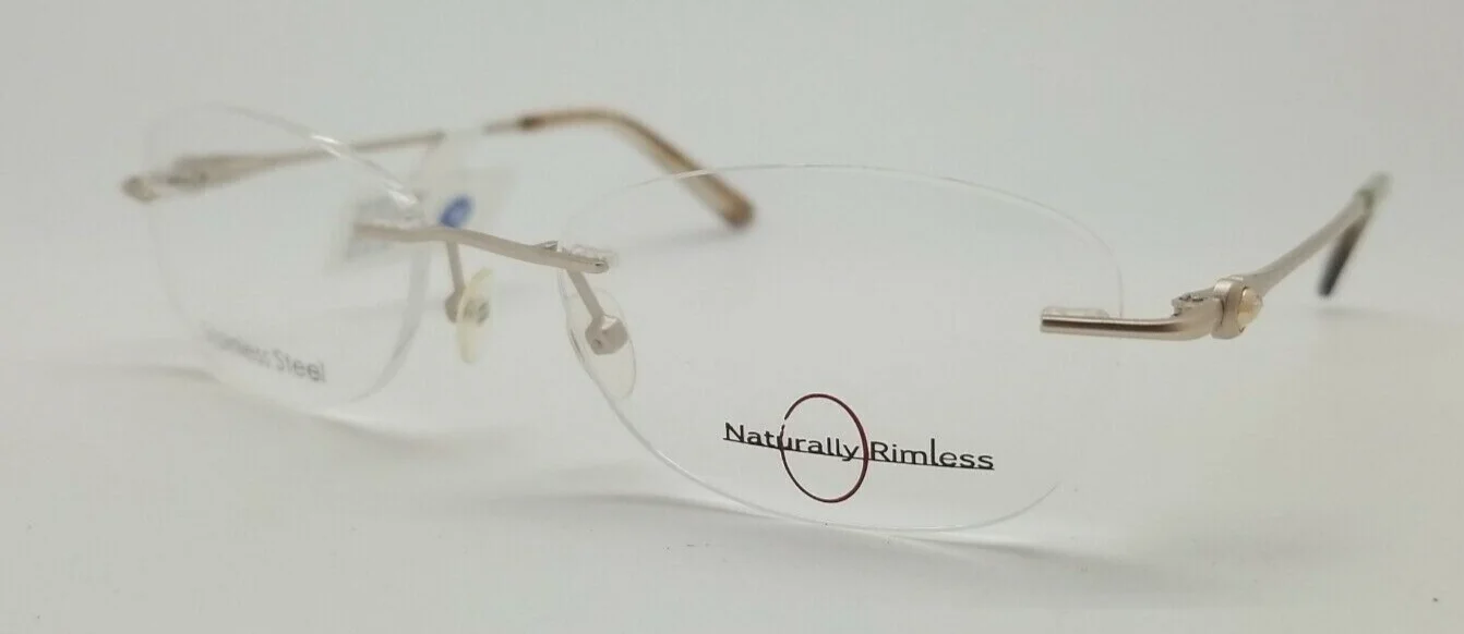 NEW! Naturally Rimless Gold Eyeglasses Frames 52-18-135