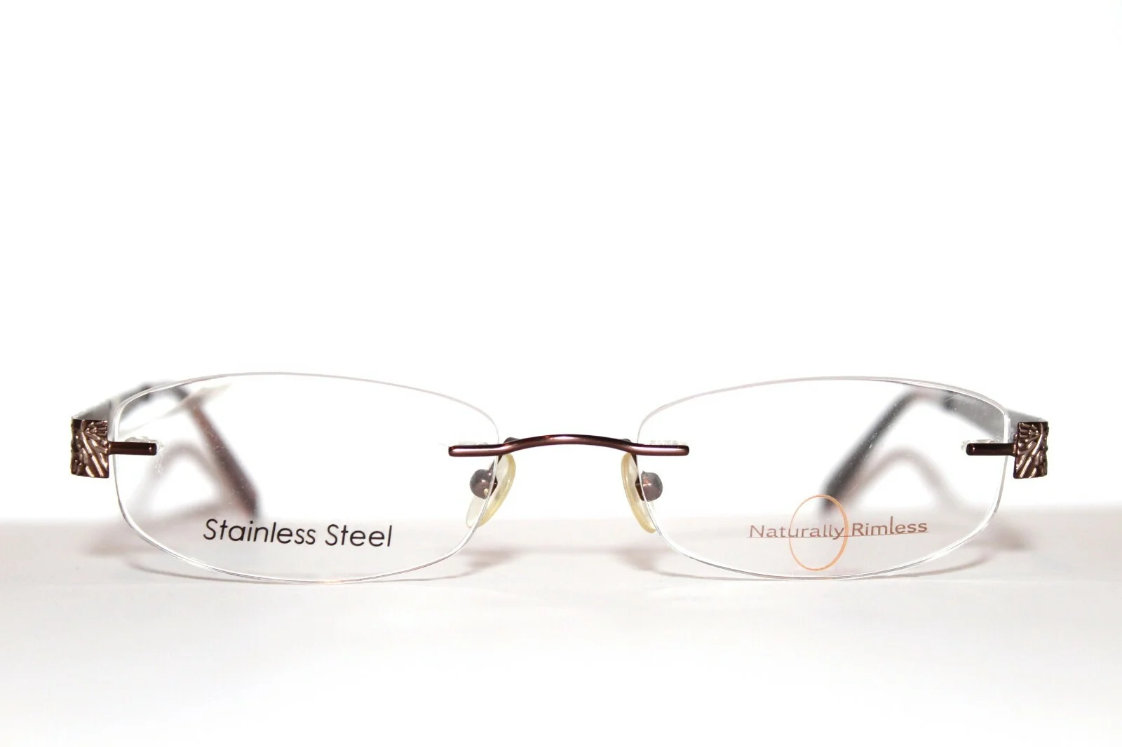 NEW NATURALLY RIMLESS NR332 BRB BROWN WOMENS EYEGLASSES RX FRAMES 51-18-135 MM