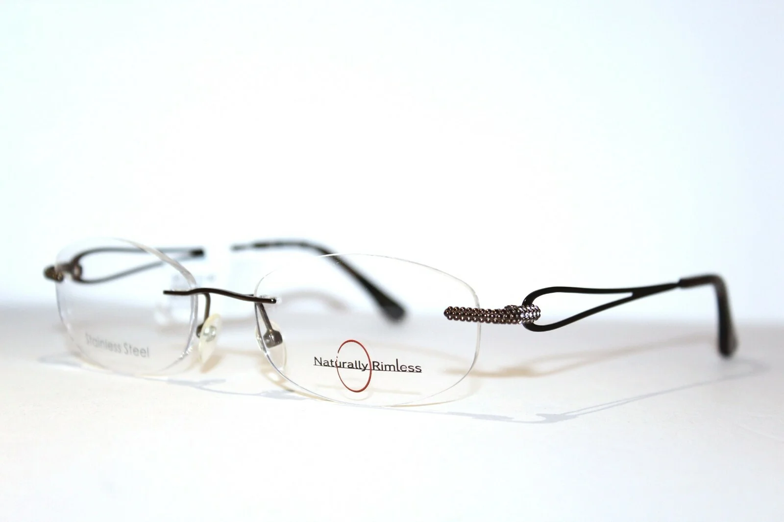 NEW NATURALLY RIMLESS NR368 BRN BROWN WOMENS EYEGLASSES RX FRAMES 52-17-135 MM 2