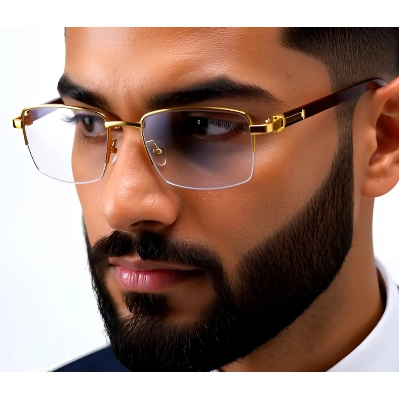 Rimless Eyeglasses Gold Frame Clear Lens Lightweight Glasses Men Women HipHop