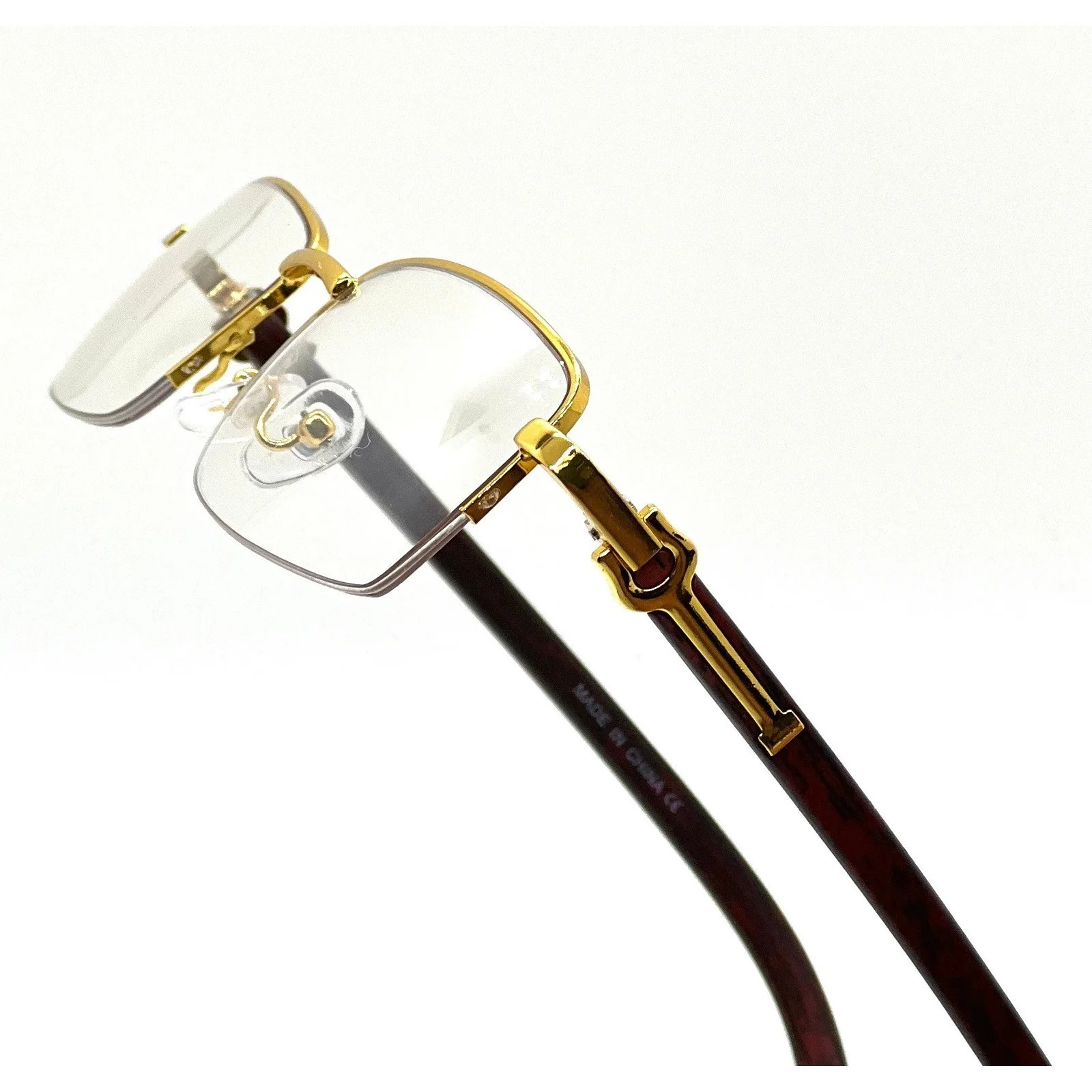 Rimless Eyeglasses Gold Frame Clear Lens Lightweight Glasses Men Women HipHop 2