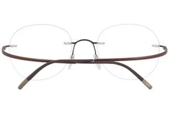 SILHOUETTE 5523 GP 6040 Brown Mens Round Rimless Eyeglasses 49-19-150 B:44 4