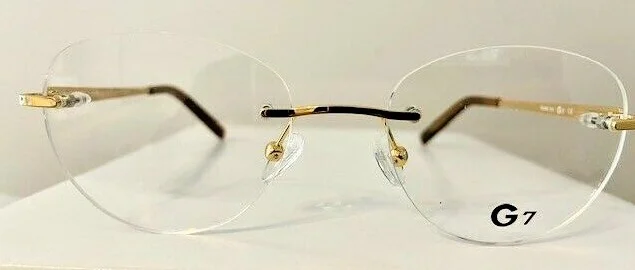 Titanium Rimless Eyeglasses Frames Round Men Women Unisex Gold Black Brown