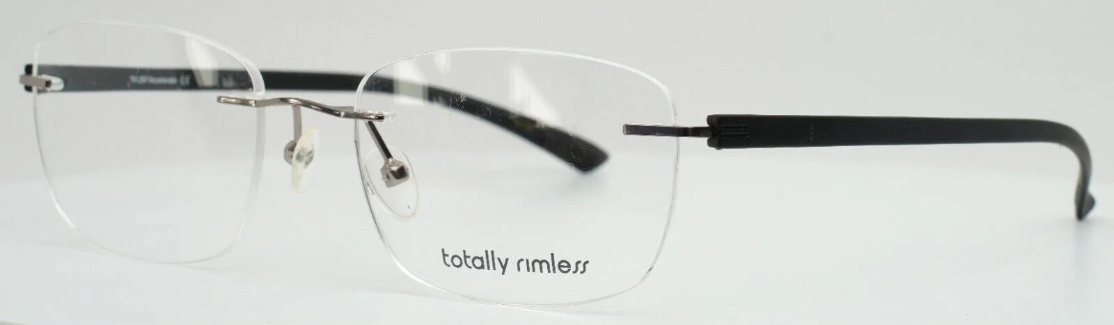 TOTALLY RIMLESS TR297 BLCK Black Mens Rectangle Rimless Eyeglasses 53-18-140
